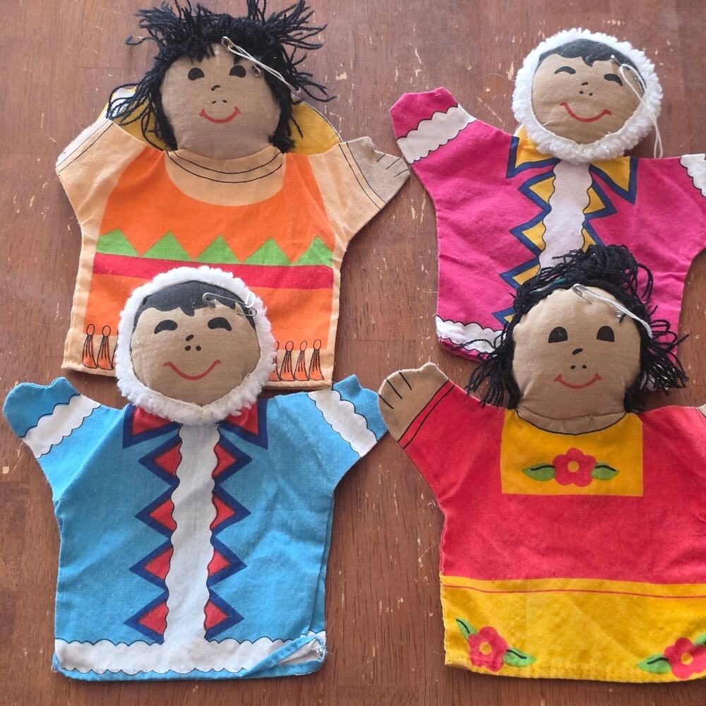 Vintage hand puppets multicultural